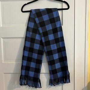 Blue and Black Fleece Checkered Scarf